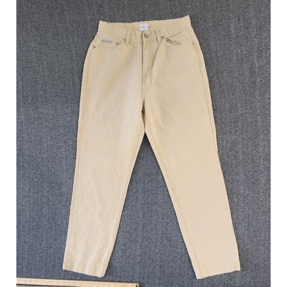 Vtg Calvin Klein Linen Blend Pants Woman's Size 10 Tapered Wide Leg High Rise